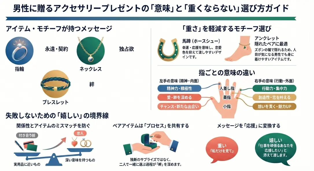 女性から男性に贈るアクセサリーのプレゼントの意味