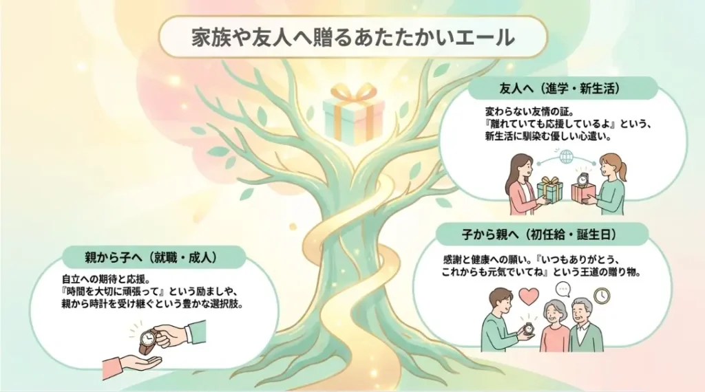 家族や友達へ贈る時計の意味
