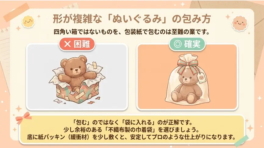 ぬいぐるみのおしゃれな包み方