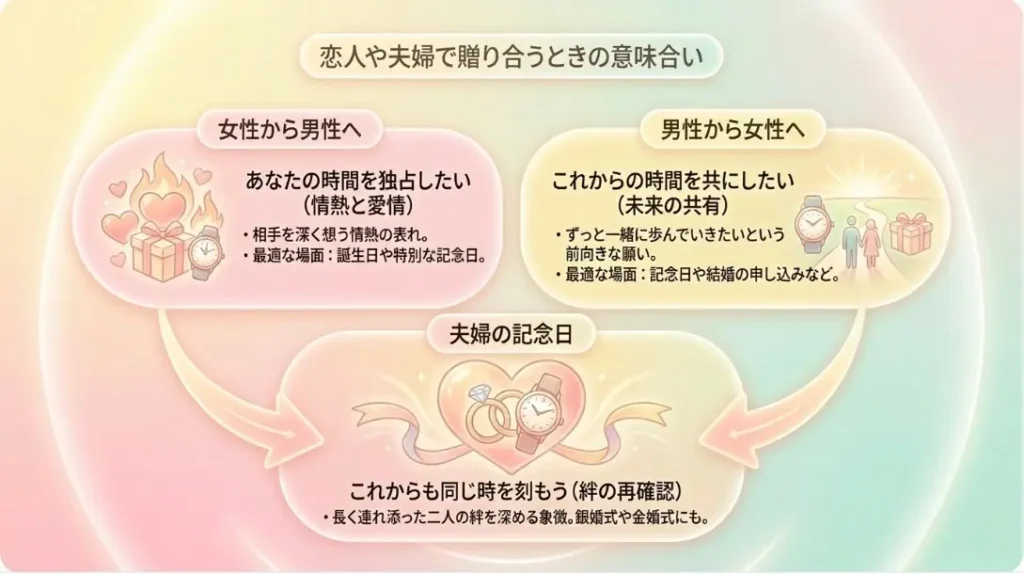 恋人や夫婦に贈る時計の意味