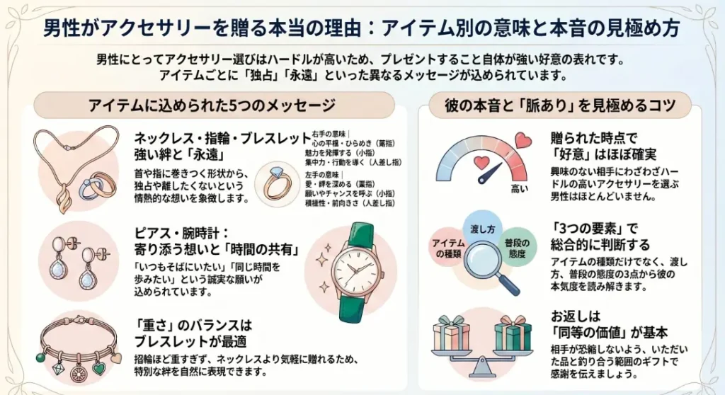 男性からのアクセサリーのプレゼントの意味は?本音を解説
