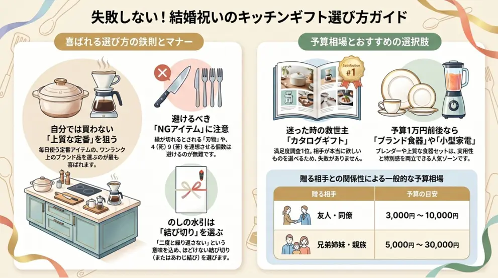 結婚祝いのキッチンギフトの選び方|相場・NG・人気を解説