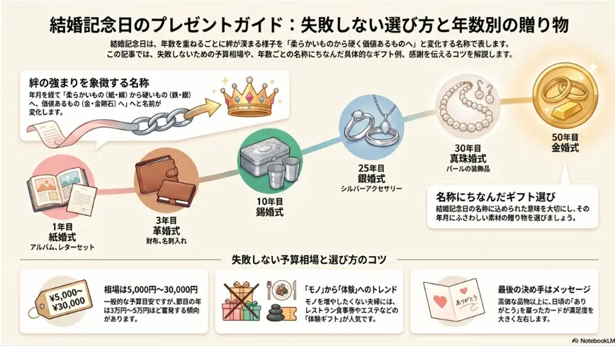 結婚記念日のプレゼントで失敗しない！喜ばれる贈り物と相場