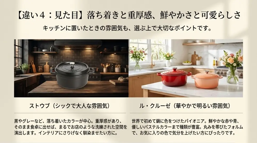 カラーとデザインの違いを比較