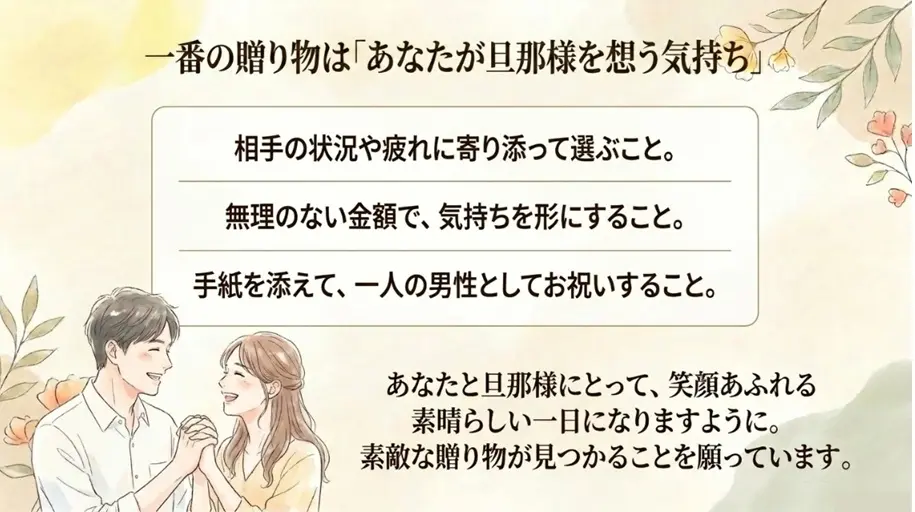 旦那の誕生日プレゼントは気持ちを添えて贈ろう