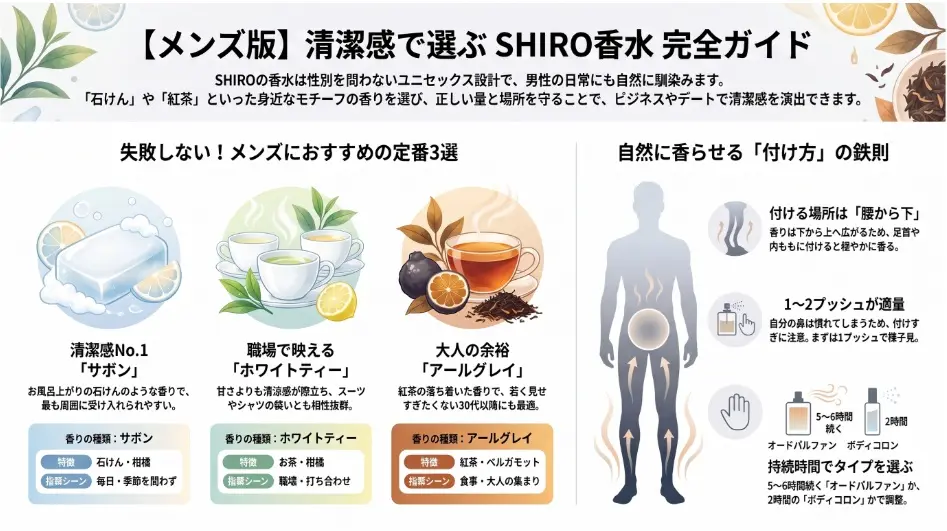 SHIRO香水の人気順メンズ8選!清潔感で選ぶならサボン